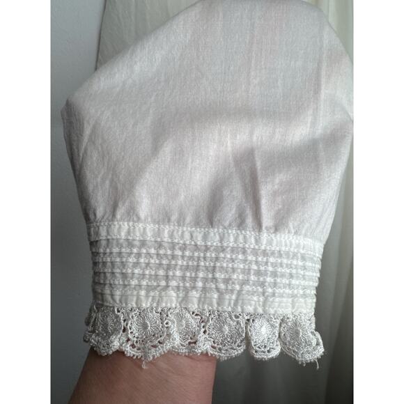 1990s Eileen West White Cotton Lace Pintuck Nightgown Medium - Picture 7 of 13